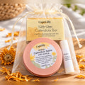 Calendula Gift Bundle in an organza gift bag: Calendula Sea Salt Soap, Calendula Salve and Calendula Lip Balm