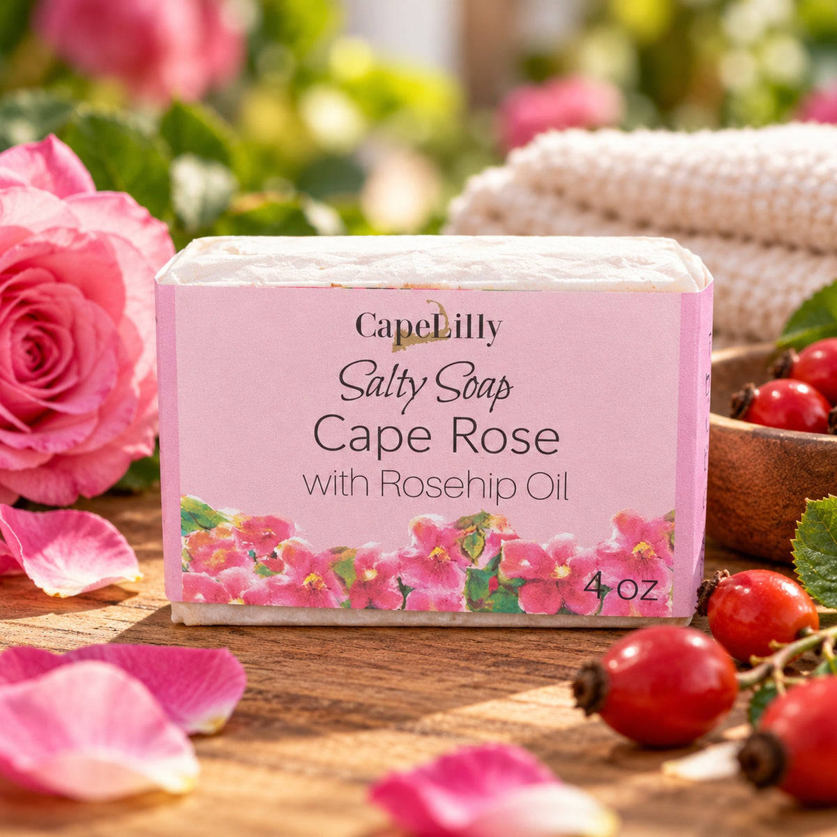 CapeLilly Cape Rose face and body sea salt soap with rosehip oil