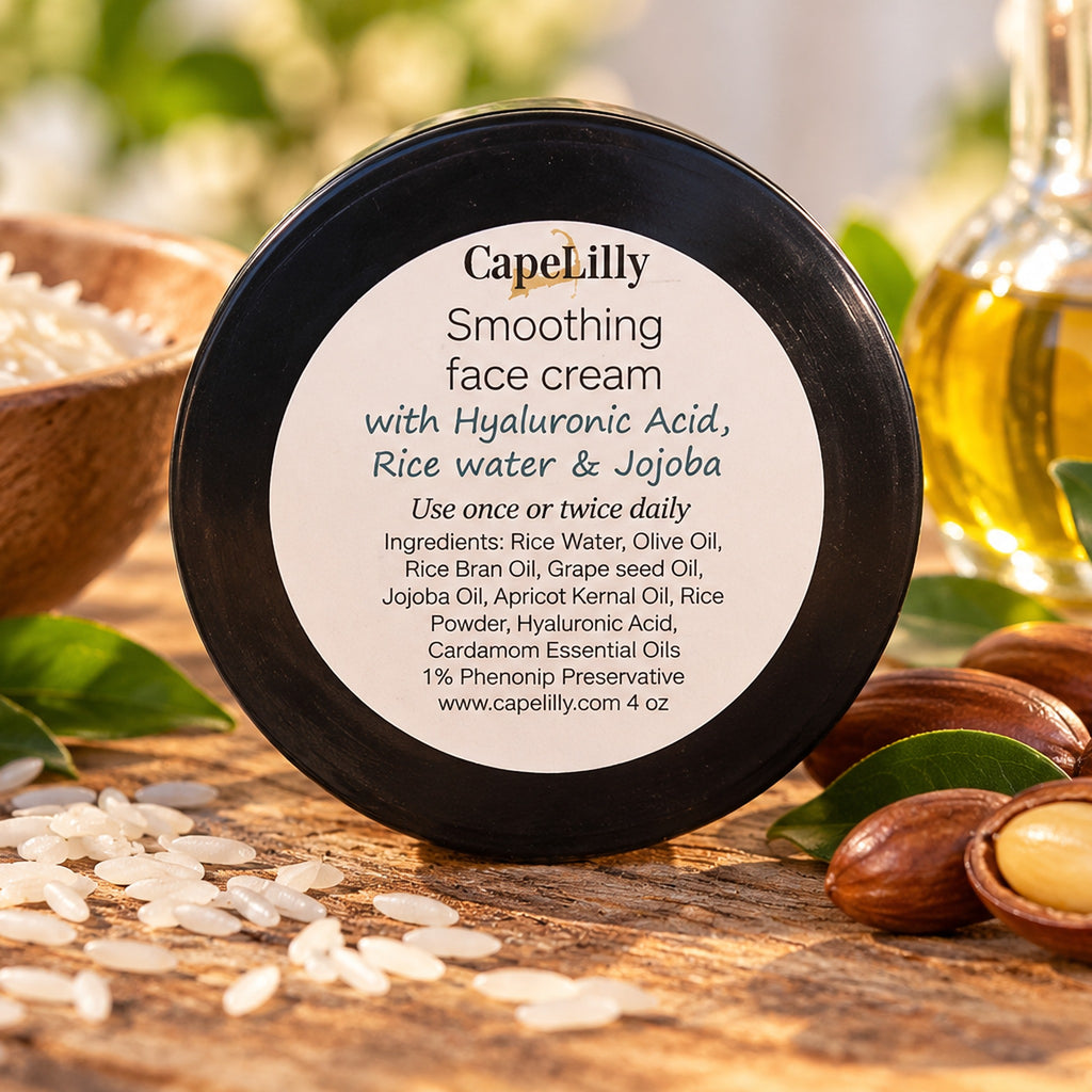 Cape Lilly Smoothing Face Cream with Hyaluronic Acid, Rice Water & Jojoba, 4 oz