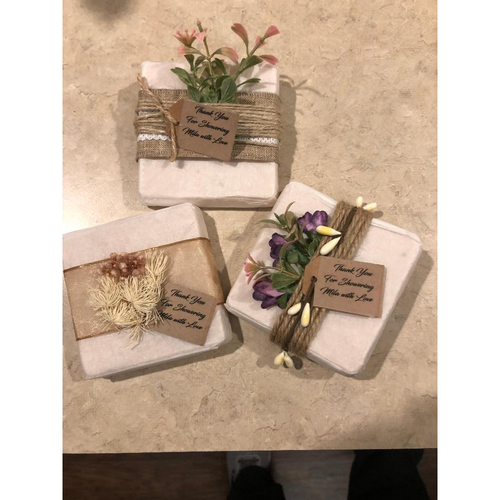 Handmade natural soap baby shower favors